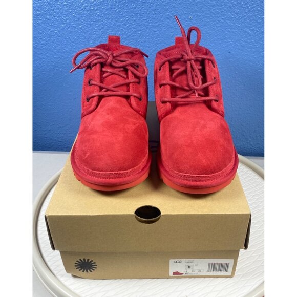 New UGG NEUMEL Mid Top Casual Snow Boots Suede Red Fur Women's 8 EU39 - Picture 4 of 12